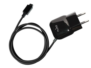 PURO Mini Travel Charger - Tragbares Netzladegerät mit Micro-USB-Kabel (schwarz)