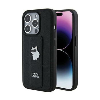 Karl Lagerfeld Gripstand Saffiano Choupette tűk - iPhone 14 Pro Max tok (fekete)