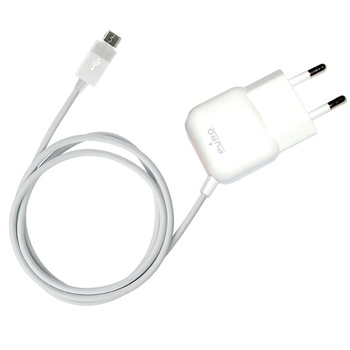 PURO Mini Travel Charger - Portable power charger with Micro USB cable (white)