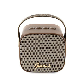 Guess Mini Bluetooth-Lautsprecher 4G Leder Skript Logo mit Riemen - Bluetooth-Lautsprecher V5.3 (braun)