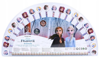 Frozen 2 - Set mit 12 Buntstiften + 8 Bleistiften + 20 Radiergummis