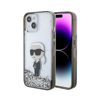 Karl Lagerfeld Liquid Glitter Iconic - pouzdro pro iPhone 15 (průhledné)