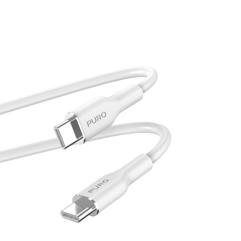 Měkký kabel PURO ICON - USB-C na USB-C 1,5 m (bílý)