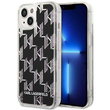 Karl Lagerfeld Monogram Liquid Glitter - pouzdro pro iPhone 14 Plus (černé)