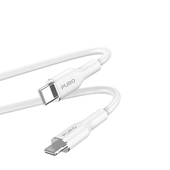 Měkký kabel PURO ICON - USB-C na Lightning MFi 1,5 m (bílý)