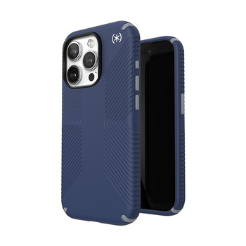 Speck Presidio2 Grip - Coque pour iPhone 15 Pro (Bleu côtier / Gris poussière / Blanc)