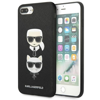 Karl Lagerfeld Saffiano Karl & Choupette Heads - iPhone 8 Plus / 7 Plus Tasche (schwarz)