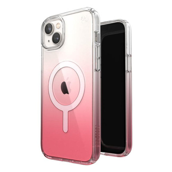 Speck Presidio Perfect-Clear + Ombre + MagSafe - Coque pour iPhone 14 Plus avec revêtement MICROBAN (Clear / Vintage Rose Fade)