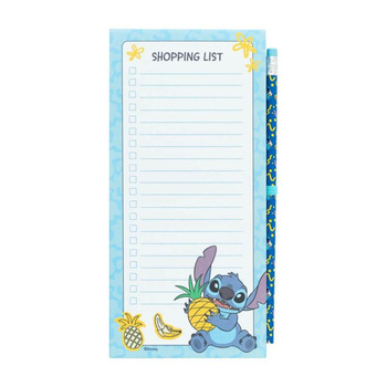 Disney Stitch Tropical - Bloc-notes magnétique / liste de courses pour réfrigérateur + crayon (10 x 21 cm)