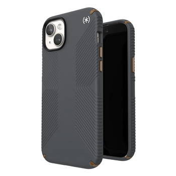 Speck Presidio2 Grip Magsafe - Coque pour iPhone 15 Plus (Gris anthracite / Bronze froid / Blanc)