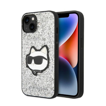 Karl Lagerfeld NFT Glitter Choupette Patch - iPhone 14 Tasche (silber)