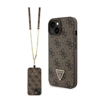 Guess Crossbody 4G Metal Logo - Coque pour iPhone 15 Plus (marron)