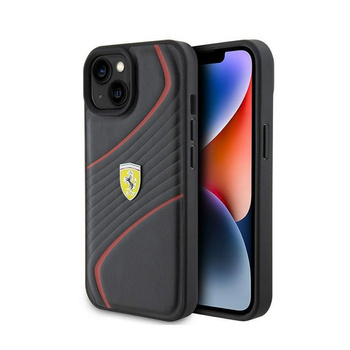 Ferrari Twist Metal Logo - pouzdro pro iPhone 15 (černé)