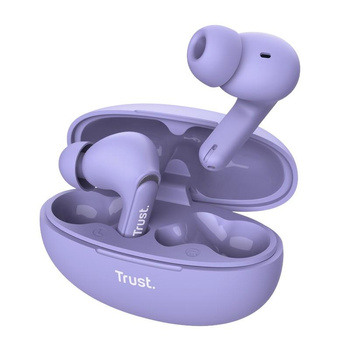 Trust Yavi - TWS écouteurs intra-auriculaires sans fil Bluetooth avec étui de chargement et ENC (violet)