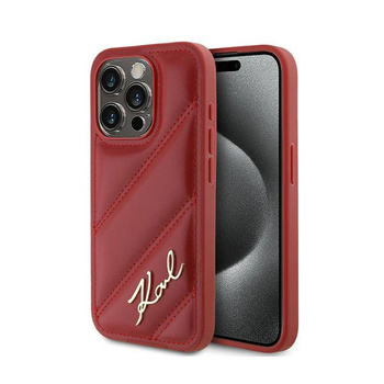 Karl Lagerfeld Diagonal Gesteppte Schrift - iPhone 15 Pro Tasche (rot)