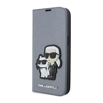 Karl Lagerfeld Booktype NFT Saffiano Karl & Choupette - iPhone 14 Pro Max Case (Silver)