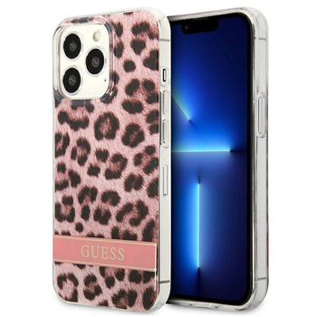 Guess Leopard Electro Stripe - Coque iPhone 13 Pro (Rose)