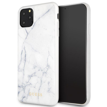 Tvrdé pouzdro Guess Marble Tempered Glass - pouzdro pro iPhone 11 Pro Max (bílé)