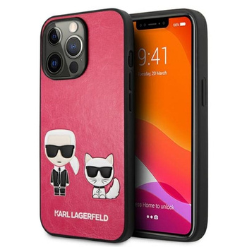 Karl Lagerfeld PU-Leder Karl & Choupette Prägung - iPhone 13 Pro Max Tasche (fuchsia)