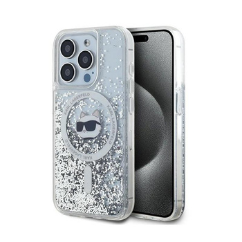 Karl Lagerfeld Liquid Glitter Choupette Head MagSafe - pouzdro pro iPhone 14 Pro (průhledné)