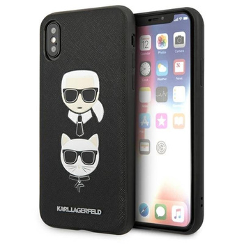 Karl Lagerfeld Saffiano Karl & Choupette Heads - iPhone Xs Max Tasche (schwarz)