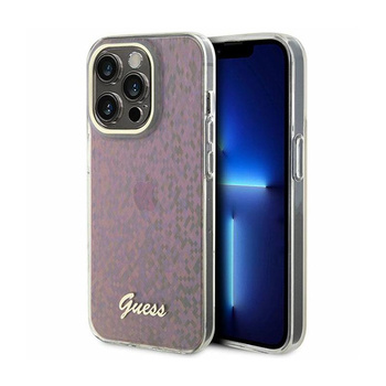 Guess IML Faceted Mirror Disco Iridescent - pouzdro pro iPhone 15 Pro (růžové)