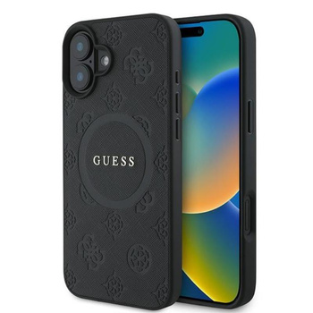 Guess Saffiano Peony Classic Logo MagSafe - Etui iPhone 16 Plus (czarny)