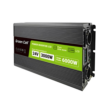 Green Cell - PowerInverter avec écran LCD Convertisseur de tension 24V à 230V 3000W/6000W onde sinusoïdale pure