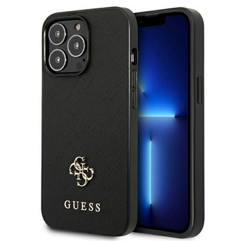 Guess Saffiano 4G Small Metal Logo - Coque iPhone 13 Pro (noir)