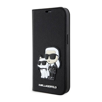 Karl Lagerfeld Booktype NFT Saffiano Karl & Choupette - pouzdro pro iPhone 14 Pro (černé)