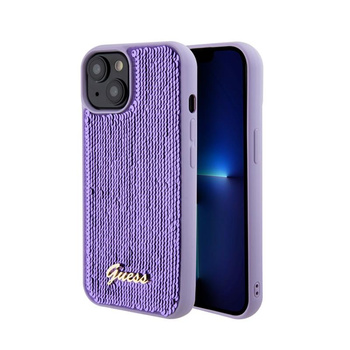 Guess Sequin Script Metal - Coque iPhone 15 (violet)