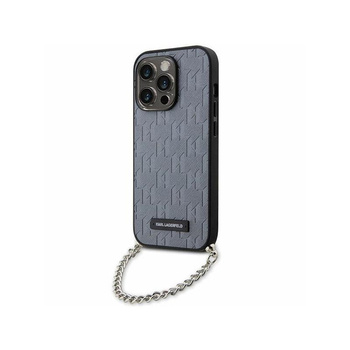 Karl Lagerfeld Saffiano Monogram Chain - pouzdro pro iPhone 14 Pro Max (stříbrné)