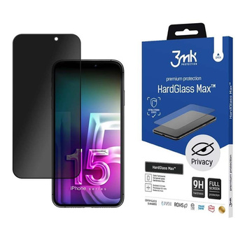 3MK HardGlass Max Privacy - Verre trempé avec filtre de confidentialité pour iPhone 15 Pro (noir)