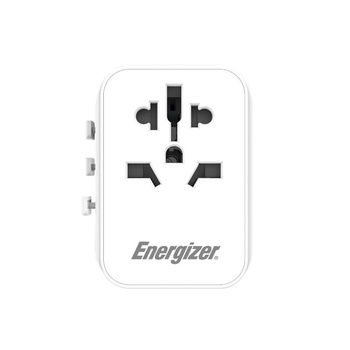 Energizer Ultimate - EU / US / AU / UK travel adapter + 2x USB-A & USB-C MFi certificate (White)