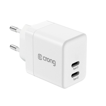 Crong Ultra Compact GaN - 35W PD 3.0 2x USB-C Netzladegerät (weiß)