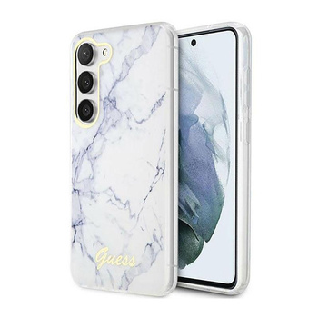 Guess Marble Collection - pouzdro pro Samsung Galaxy S23 (bílé)