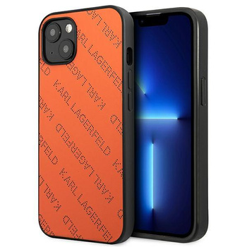 Karl Lagerfeld Perforated Allover - pouzdro pro iPhone 13 Mini (oranžové)