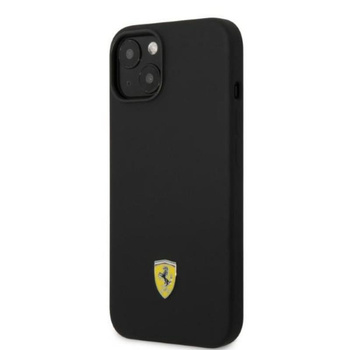 Ferrari Silikonové pouzdro MagSafe s kovovým logem - iPhone 14 (černé)