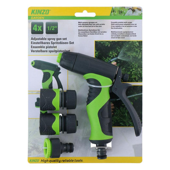 Kinzo - Kit d'arrosage pour le jardin, pistolet réglable et connecteurs 1/2" (4 pièces).)