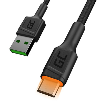 Green Cell Ray - USB - Micro USB kabel 200 cm s oranžovým LED podsvícením, rychlé nabíjení Ultra Charge, QC 3.0