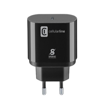 Cellularline - Chargeur secteur USB-C Super Fast Charger 25W (Conçu pour Samsung) (noir)