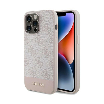 Guess 4G Bottom Stripe Collection - pouzdro pro iPhone 15 Pro Max (růžové)