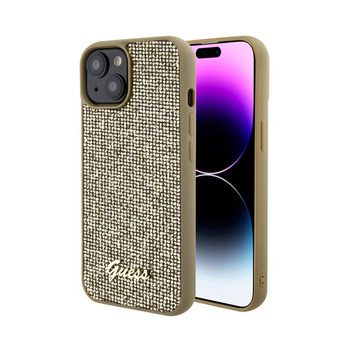 Guess Disco Metal Script - iPhone 15 Hülle (Gold)