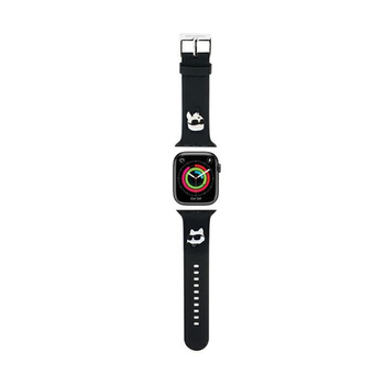 Karl Lagerfeld 3D gumi Karl & Choupette Heads NFT - szíj Apple Watch-hoz 38/40/41 mm (fekete)