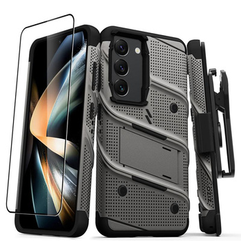 ZIZO BOLT Series - Armored case for Samsung Galaxy S23 with 9H glass for screen + holder with stand (gray)