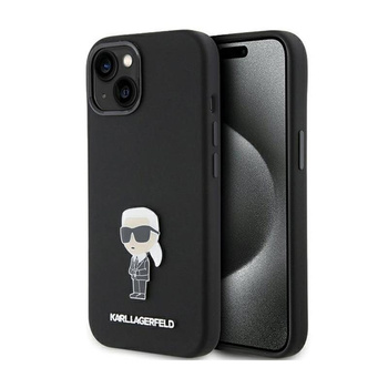 Karl Lagerfeld Silicone Ikonik Metal Pin - pouzdro na iPhone 15 (černé)