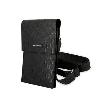 Karl Lagerfeld - Sacoche pour téléphone portable avec plaque monogramme - Sac pour smartphone et accessoires (noir)