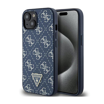 Guess 4G Triangle Metal Logo - pouzdro pro iPhone 15 Plus (modré)