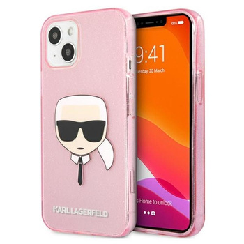 Karl Lagerfeld Karl's Head Glitter - Coque pour iPhone 13 Mini (rose)