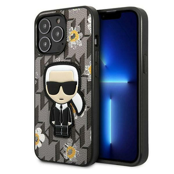 Karl Lagerfeld Iconic Karl Flower - Coque pour iPhone 13 Pro (gris)